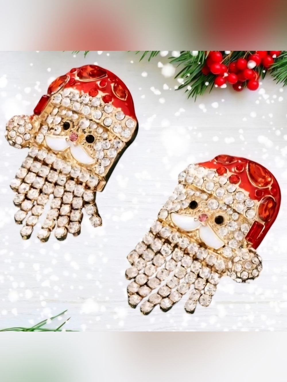 🆕️ Christmas Colorful Rhinestone Santa Claus Stud Earrings